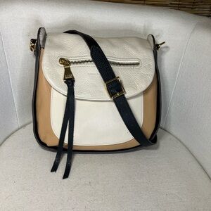 Aimee Kestenberg Cream, Beige & Black Leather Crossbody Saddle Bag